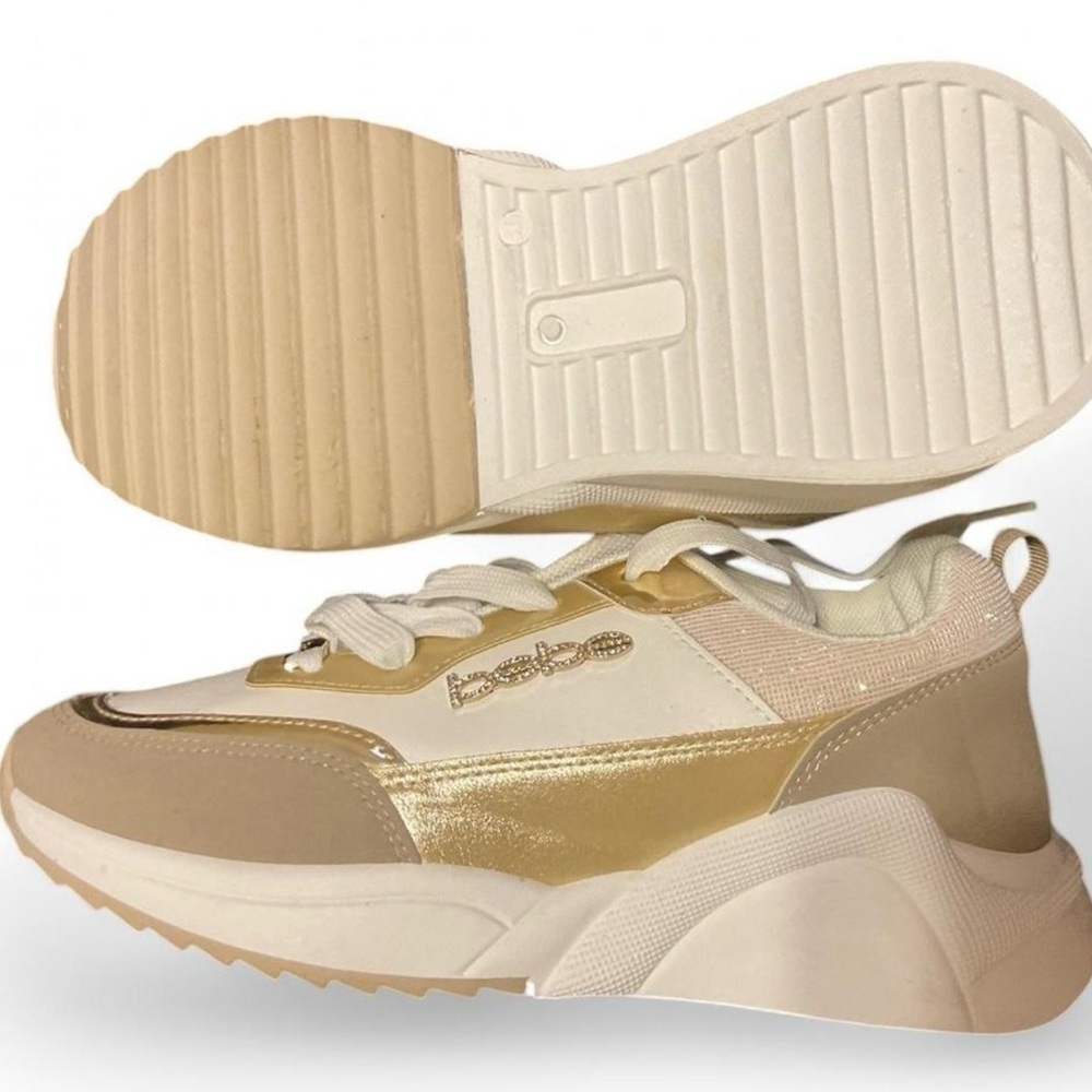Bebe Women's Gold and Cream Sneakers